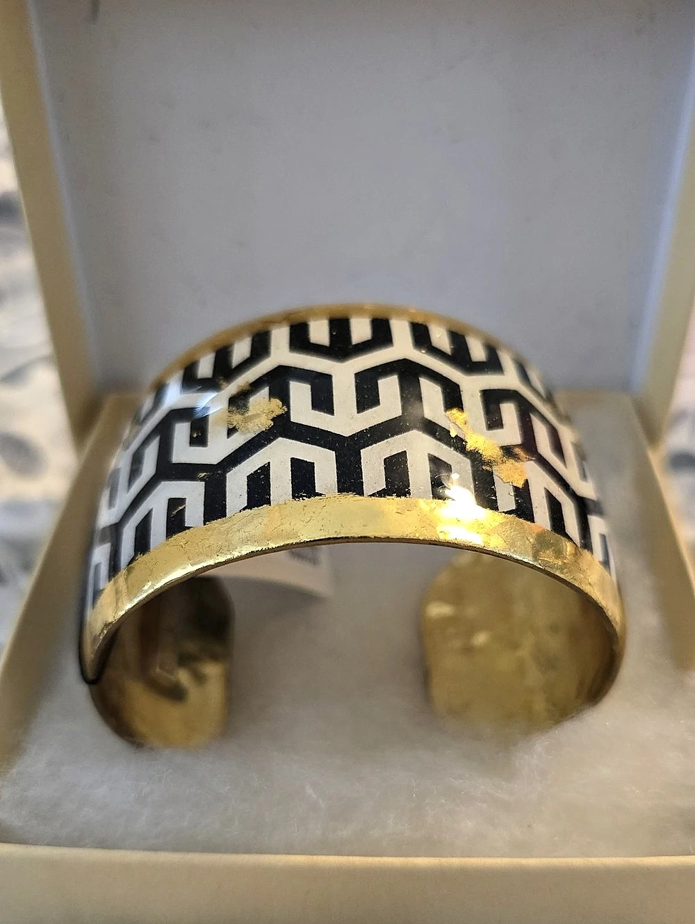 Evocateur Hera Cuff Geometric Gold & Black Bracelet